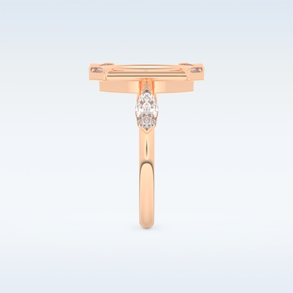 0.88 CT Bezel & Dainty Engagement Ring Featuring Marquise Moissanite