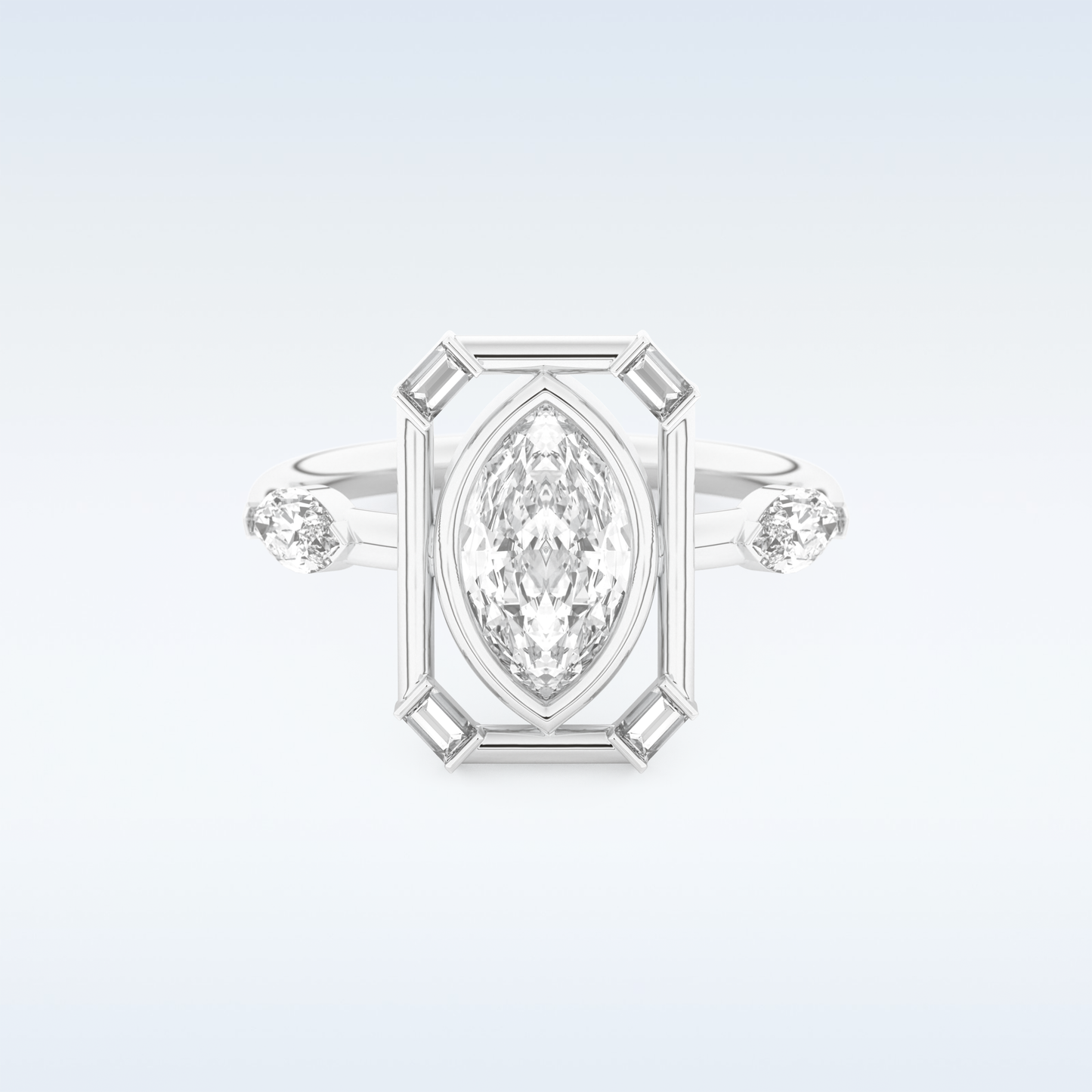 0.88 CT Bezel & Dainty Engagement Ring Featuring Marquise Moissanite