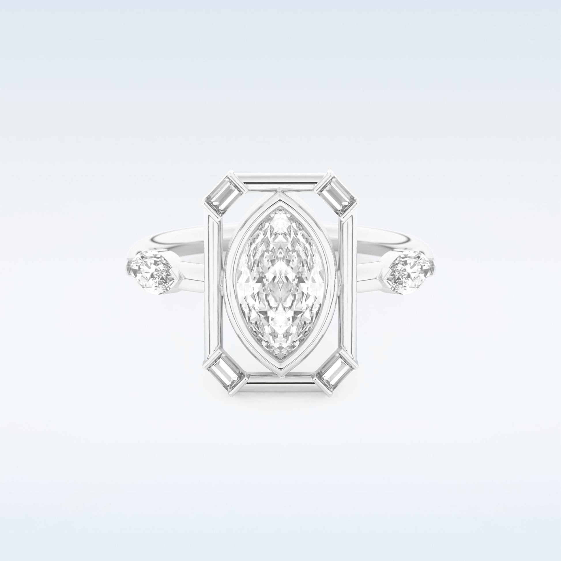 0.88 CT Bezel & Dainty Engagement Ring Featuring Marquise Moissanite