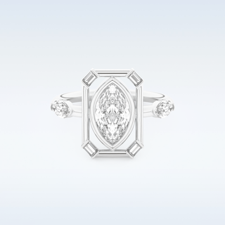 0.88 CT Bezel & Dainty Engagement Ring Featuring Marquise Moissanite