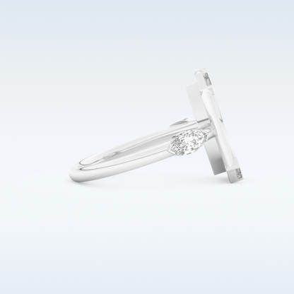 0.88 CT Bezel & Dainty Engagement Ring Featuring Marquise Moissanite