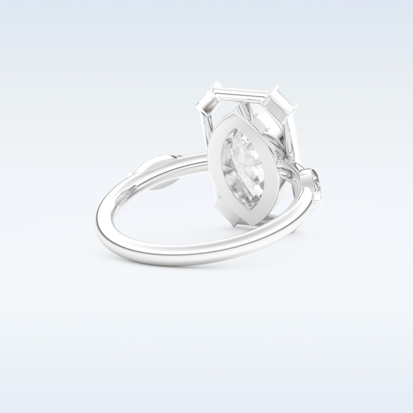 0.88 CT Bezel & Dainty Engagement Ring Featuring Marquise Moissanite