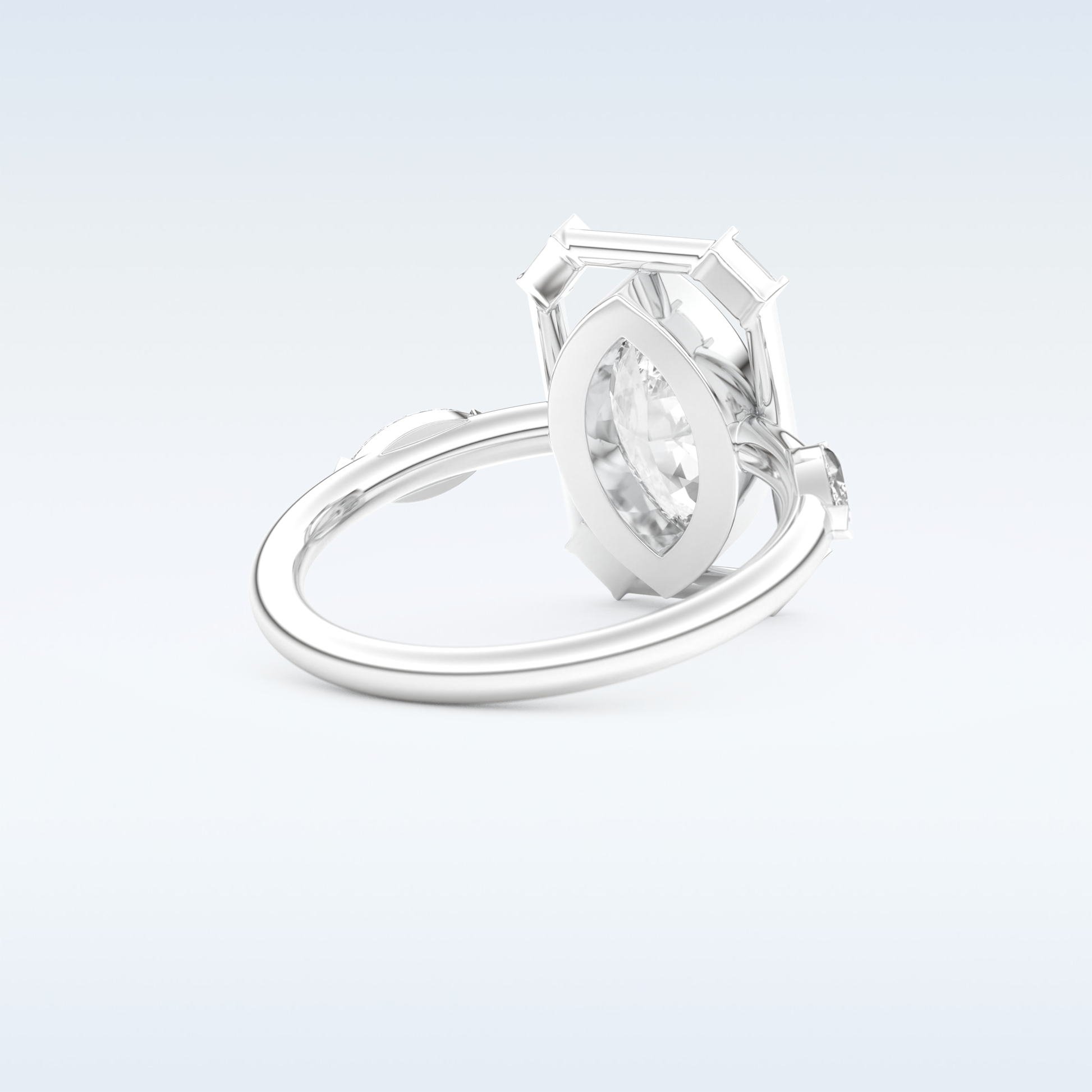 0.88 CT Bezel & Dainty Engagement Ring Featuring Marquise Moissanite