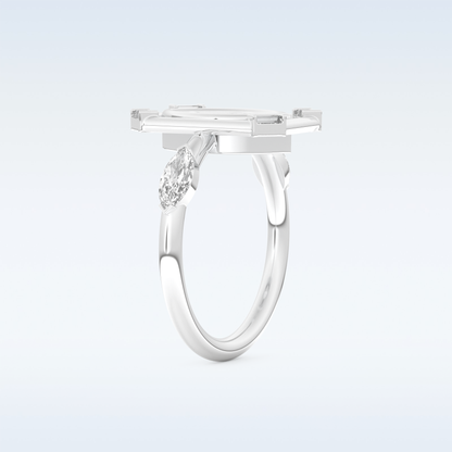 0.88 CT Bezel & Dainty Engagement Ring Featuring Marquise Moissanite