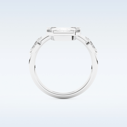 0.88 CT Bezel & Dainty Engagement Ring Featuring Marquise Moissanite