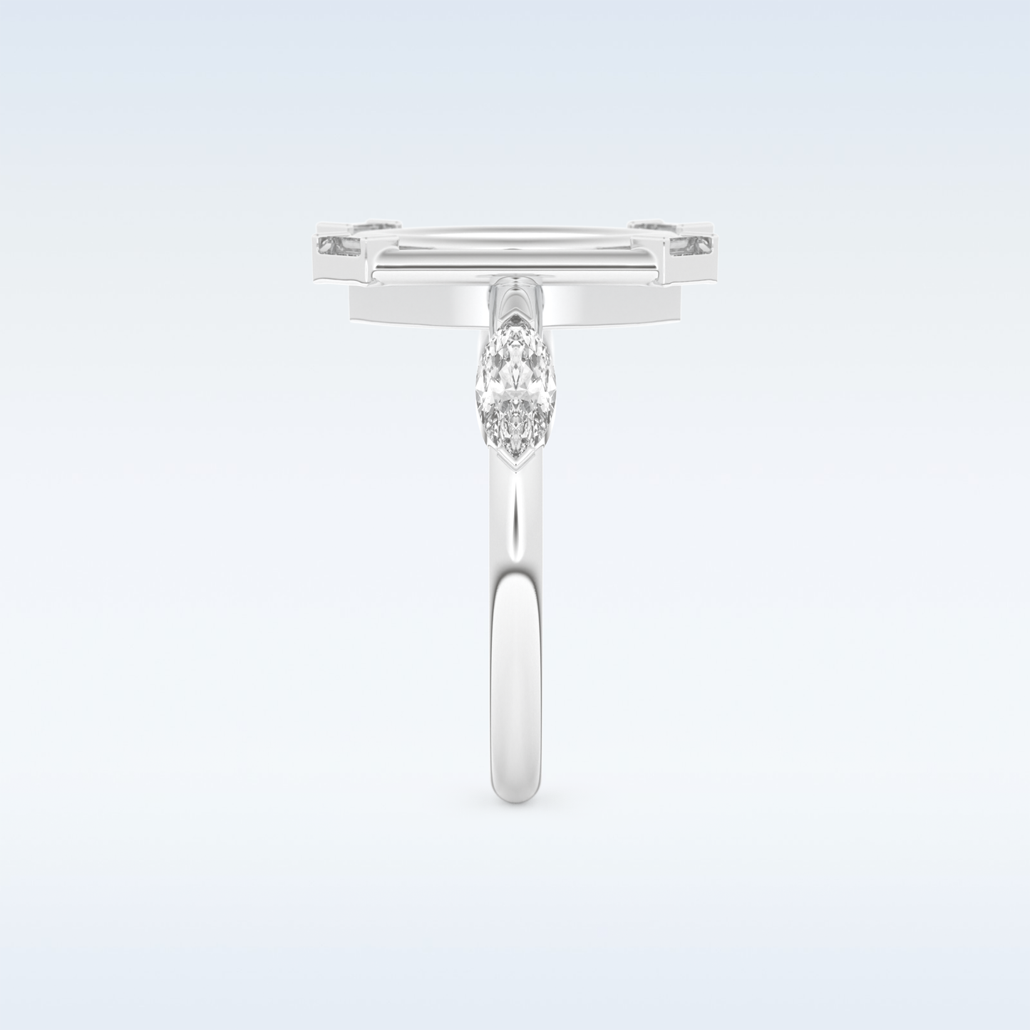 0.88 CT Bezel & Dainty Engagement Ring Featuring Marquise Moissanite