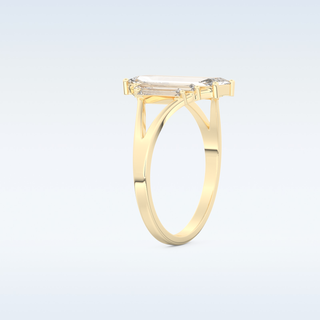 Moissanite Bridal Set – 1 CT Baguette Straight Cut Engagement Ring with Matching Band