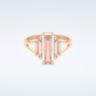 Moissanite Bridal Set – 1 CT Baguette Straight Cut Engagement Ring with Matching Band