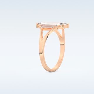 Moissanite Bridal Set – 1 CT Baguette Straight Cut Engagement Ring with Matching Band