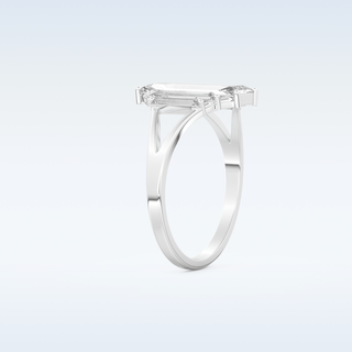 Moissanite Bridal Set – 1 CT Baguette Straight Cut Engagement Ring with Matching Band