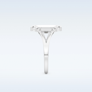 Moissanite Bridal Set – 1 CT Baguette Straight Cut Engagement Ring with Matching Band