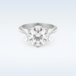 3.0 CT Pave Engagement Ring Featuring Round Moissanite