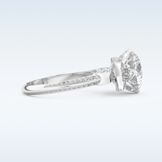 3.0 CT Pave Engagement Ring Featuring Round Moissanite