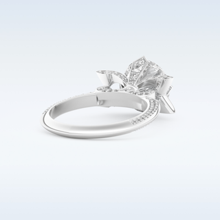 3.0 CT Pave Engagement Ring Featuring Round Moissanite