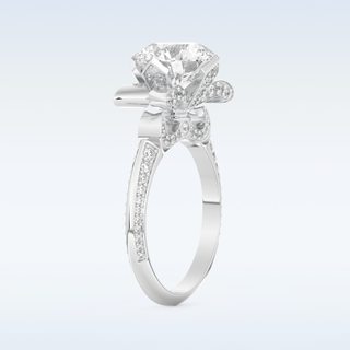 3.0 CT Pave Engagement Ring Featuring Round Moissanite