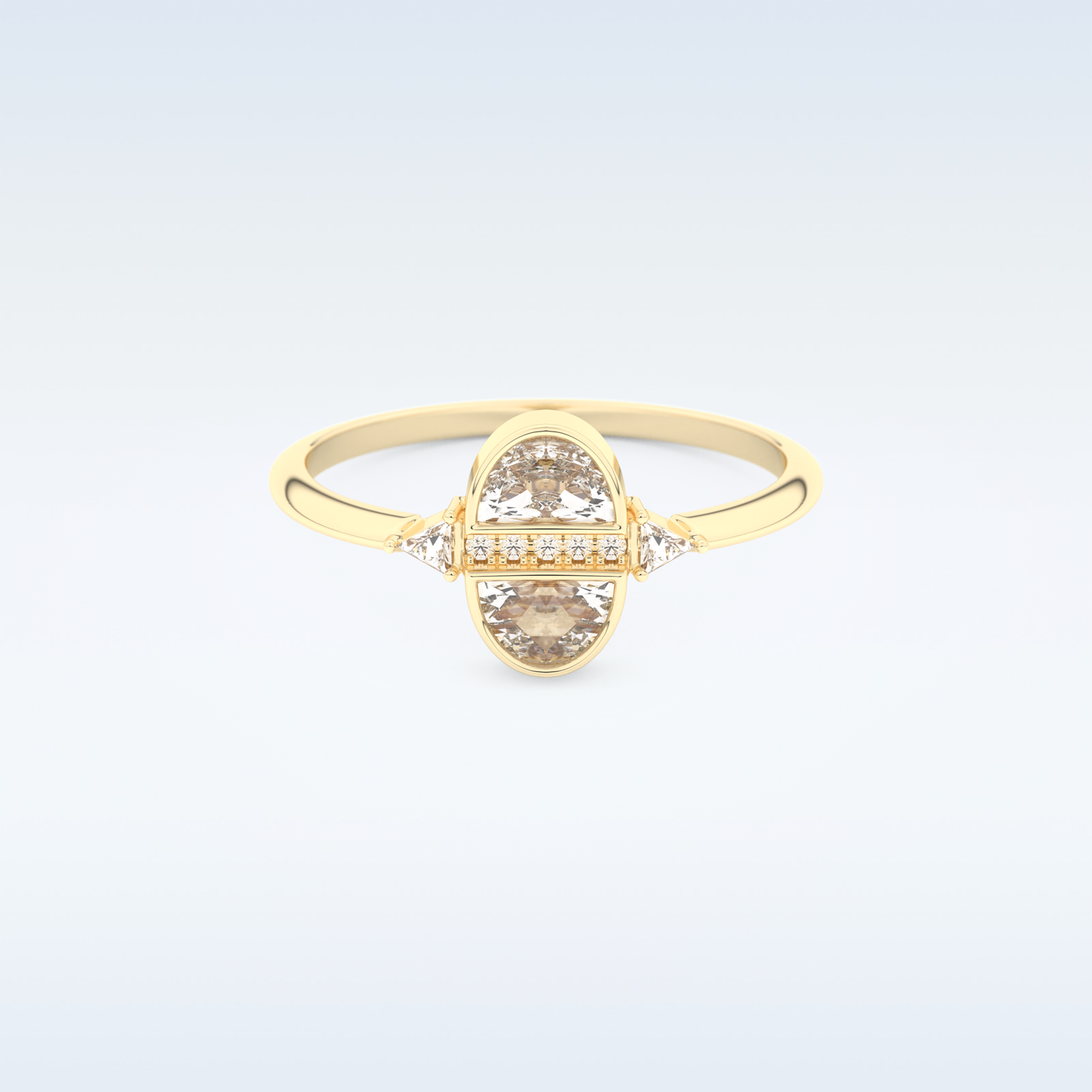 Stunning Wedding Band with 0.39 CT Triangle, Half moon & Round Cut Moissanite