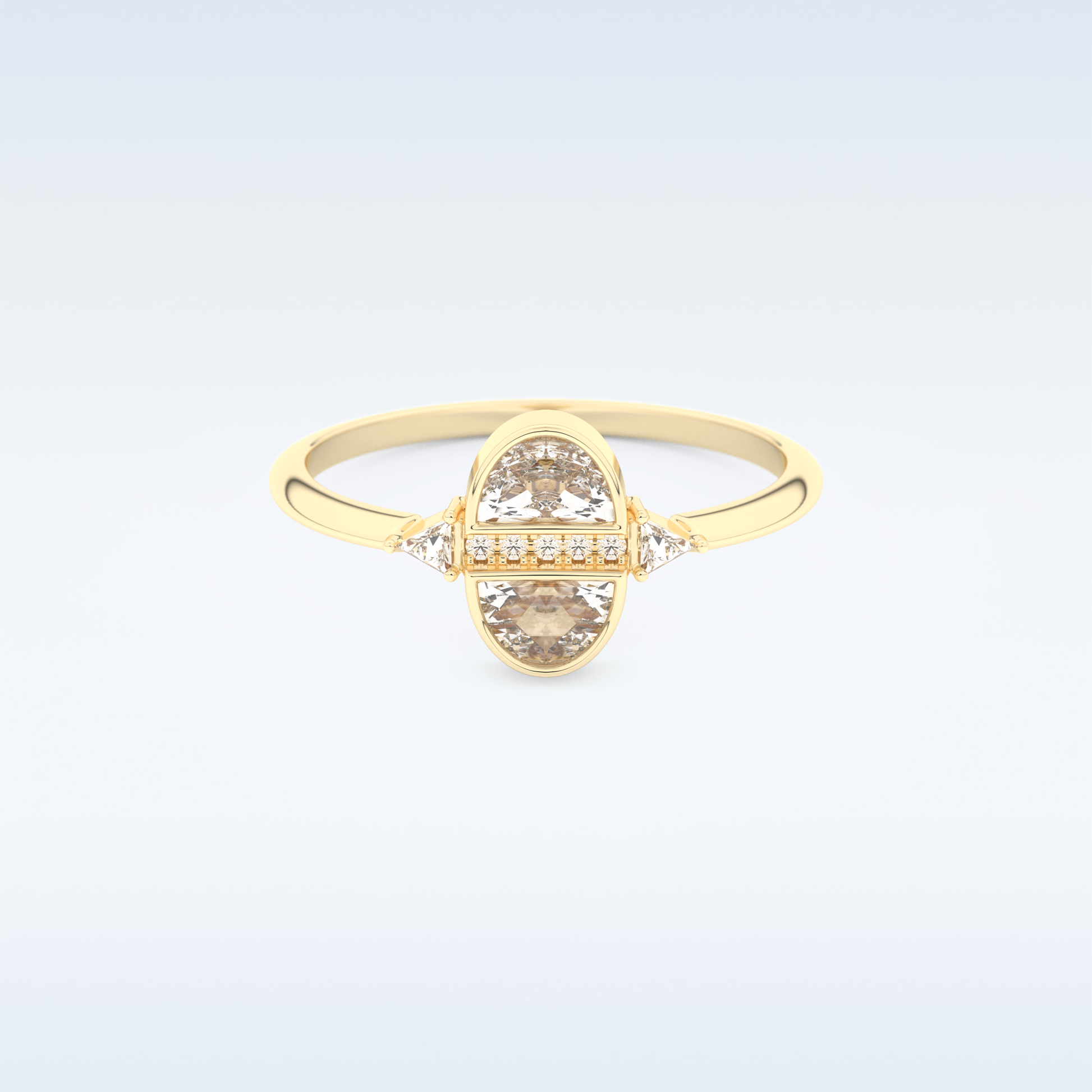 Stunning Wedding Band with 0.39 CT Triangle, Half moon & Round Cut Moissanite