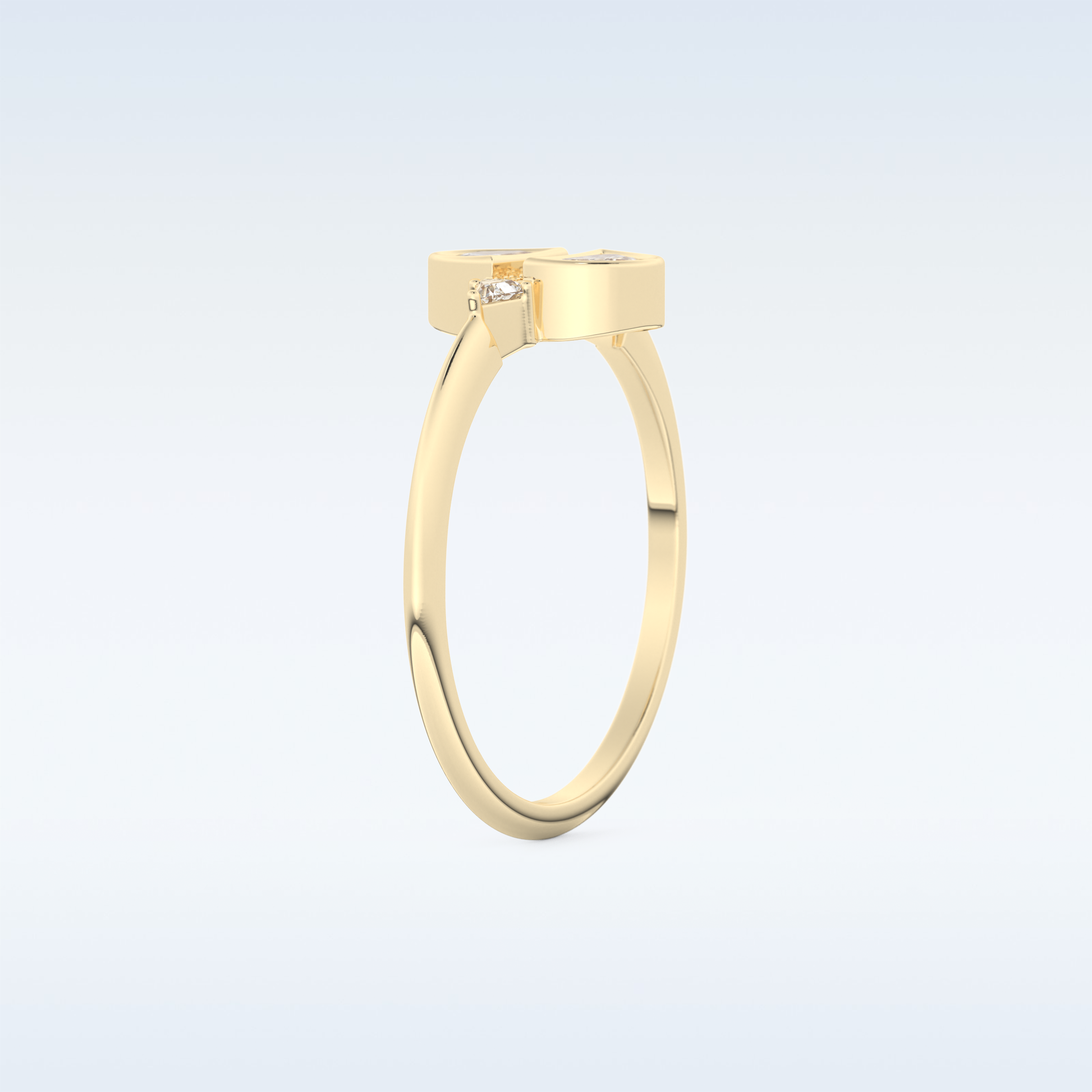 Stunning Wedding Band with 0.39 CT Triangle, Half moon & Round Cut Moissanite