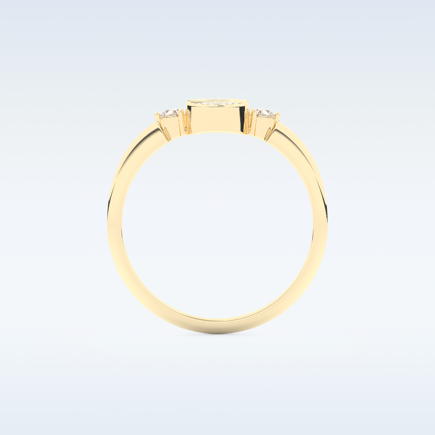 Stunning Wedding Band with 0.39 CT Triangle, Half moon & Round Cut Moissanite