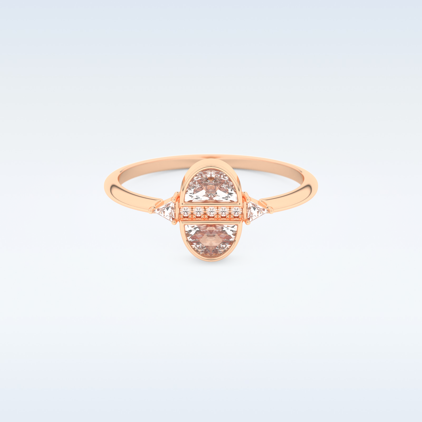 Stunning Wedding Band with 0.39 CT Triangle, Half moon & Round Cut Moissanite