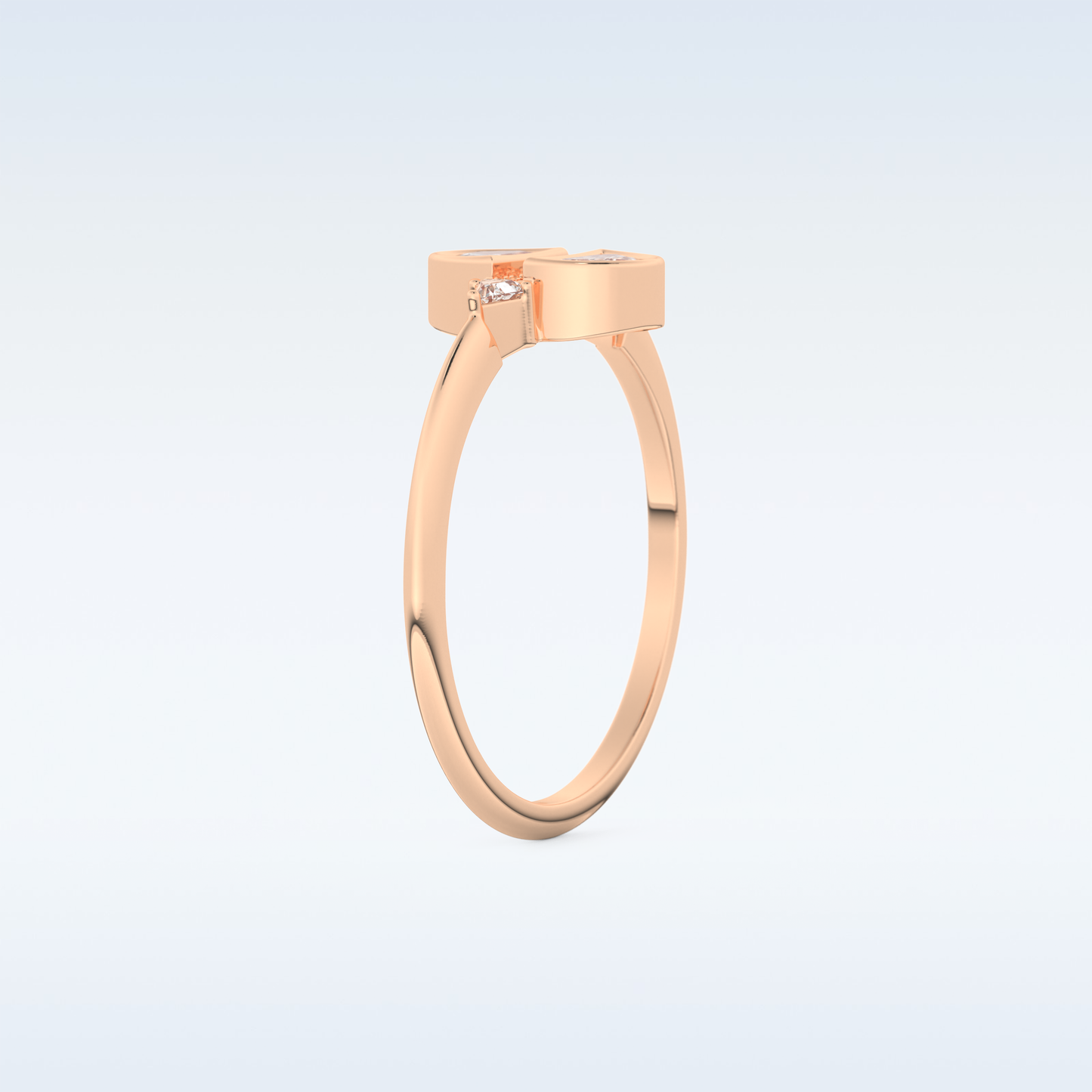 Stunning Wedding Band with 0.39 CT Triangle, Half moon & Round Cut Moissanite