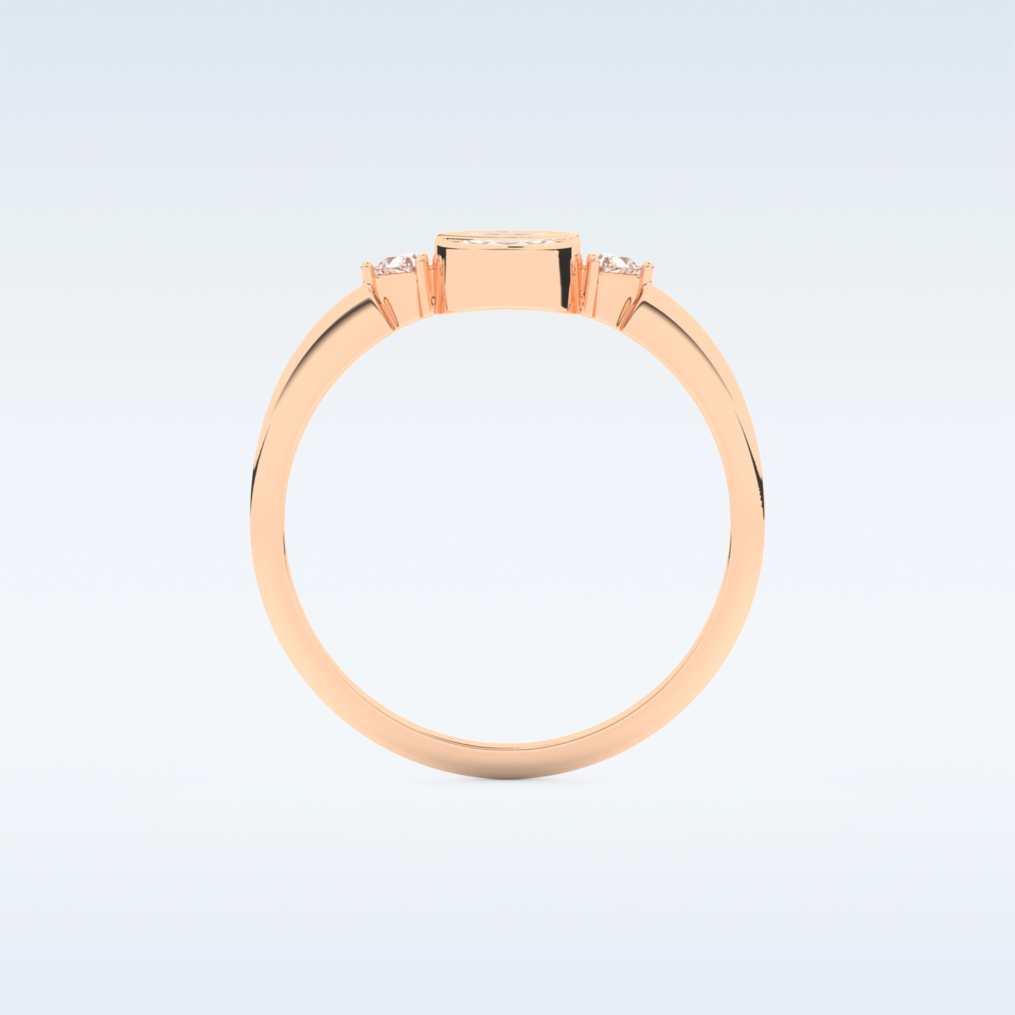 Stunning Wedding Band with 0.39 CT Triangle, Half moon & Round Cut Moissanite