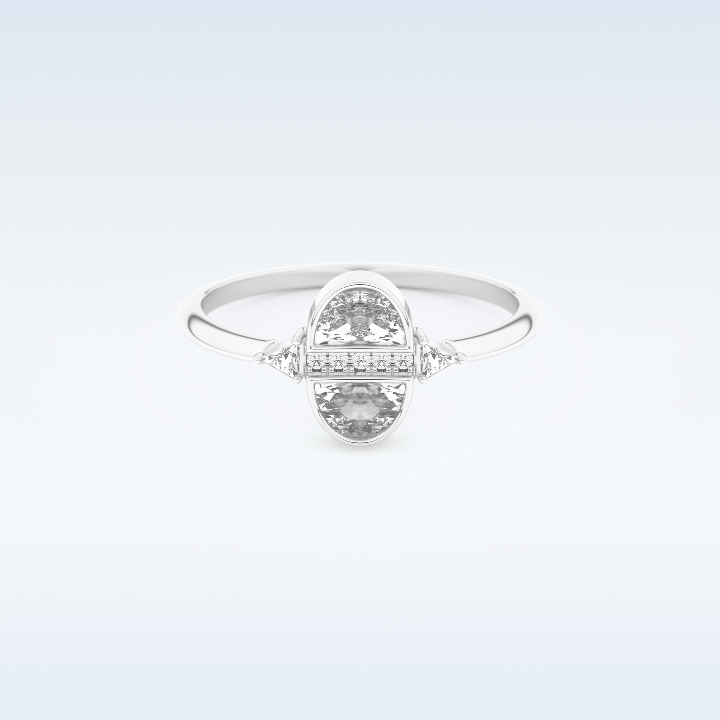 Stunning Wedding Band with 0.39 CT Triangle, Half moon & Round Cut Moissanite