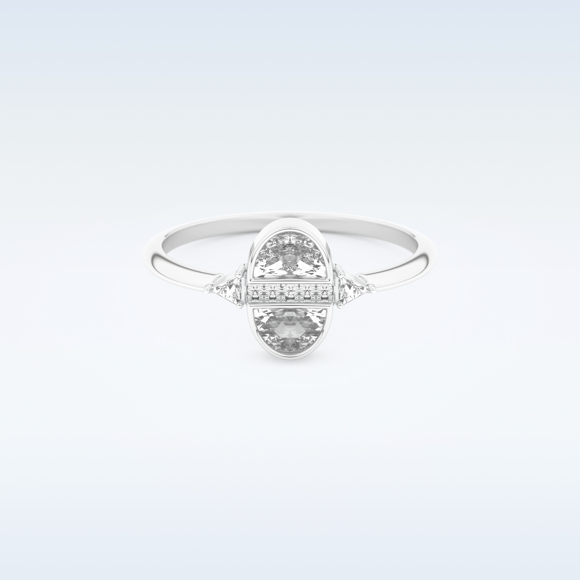 Stunning Wedding Band with 0.39 CT Triangle, Half moon & Round Cut Moissanite