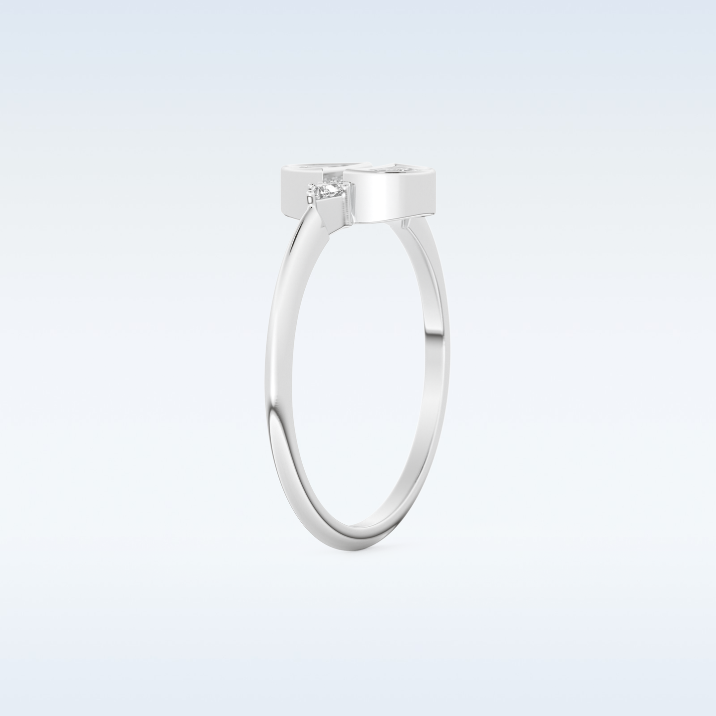 Stunning Wedding Band with 0.39 CT Triangle, Half moon & Round Cut Moissanite