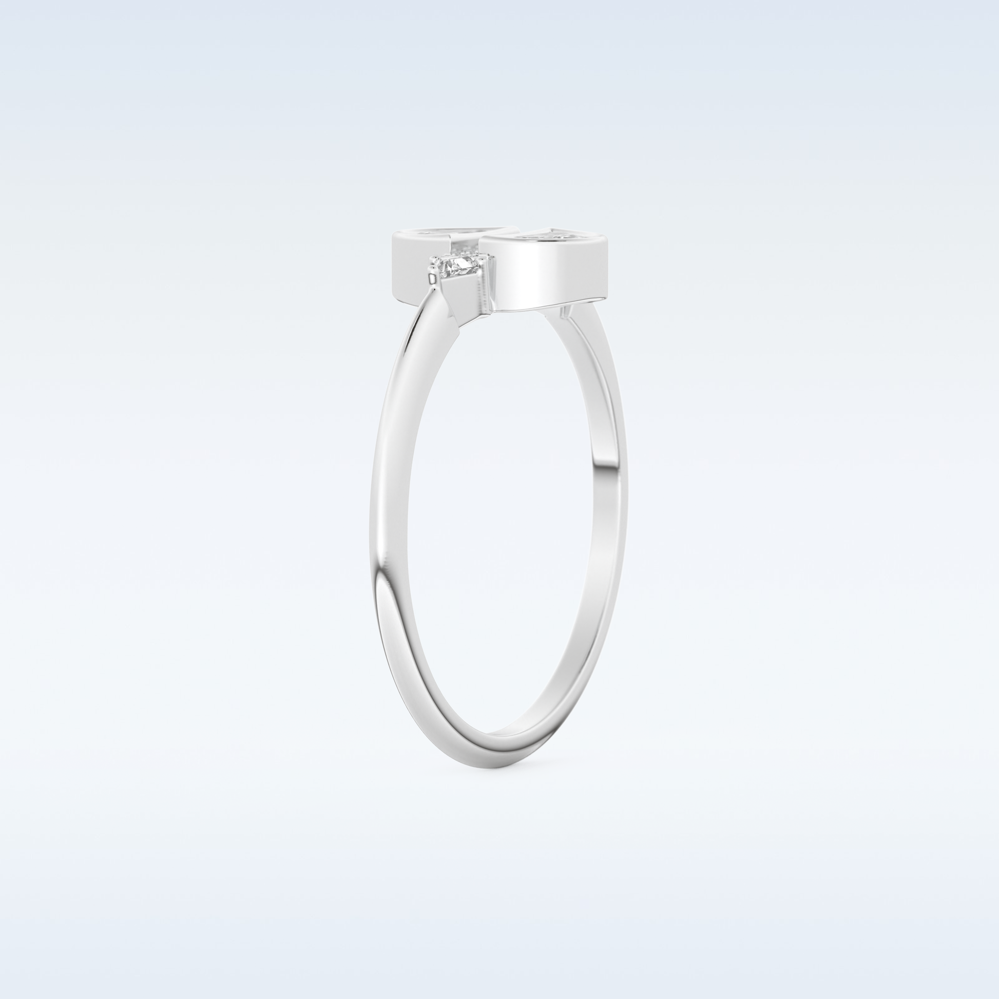 Stunning Wedding Band with 0.39 CT Triangle, Half moon & Round Cut Moissanite