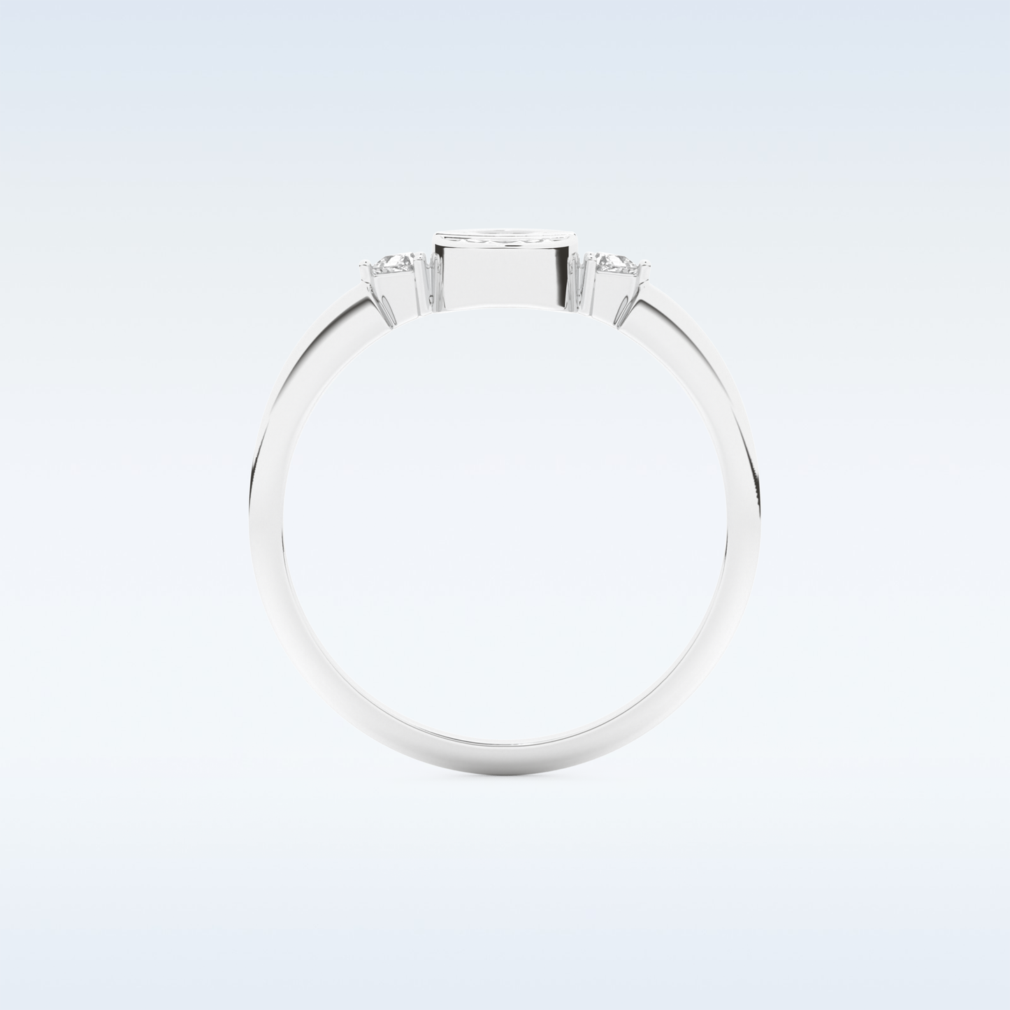 Stunning Wedding Band with 0.39 CT Triangle, Half moon & Round Cut Moissanite