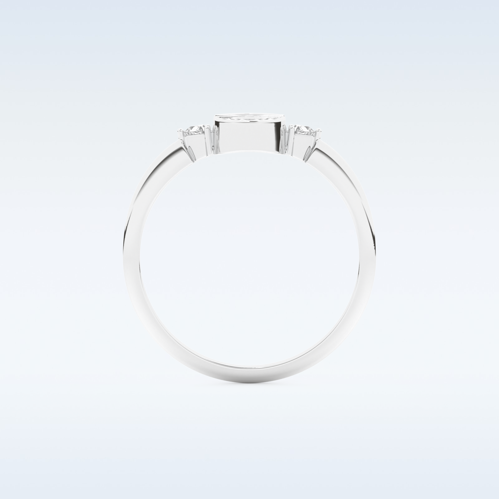 Stunning Wedding Band with 0.39 CT Triangle, Half moon & Round Cut Moissanite