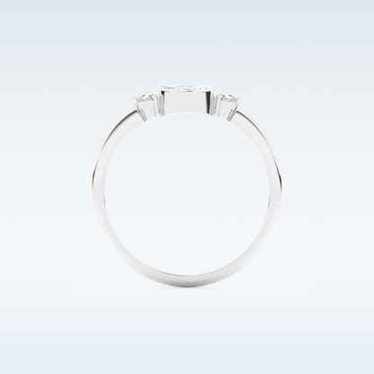 Stunning Wedding Band with 0.39 CT Triangle, Half moon & Round Cut Moissanite