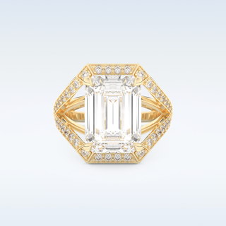 5.75 CT Criss Cross Engagement Ring Featuring Emerald Moissanite