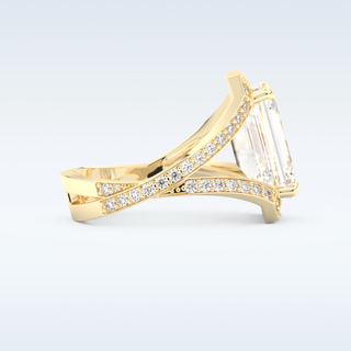 5.75 CT Criss Cross Engagement Ring Featuring Emerald Moissanite