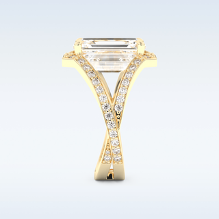 5.75 CT Criss Cross Engagement Ring Featuring Emerald Moissanite