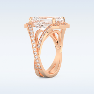 5.75 CT Criss Cross Engagement Ring Featuring Emerald Moissanite