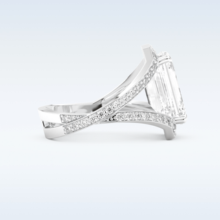 5.75 CT Criss Cross Engagement Ring Featuring Emerald Moissanite