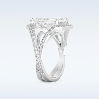 5.75 CT Criss Cross Engagement Ring Featuring Emerald Moissanite