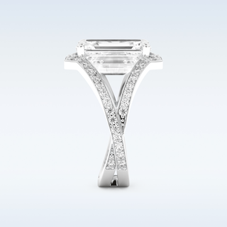 5.75 CT Criss Cross Engagement Ring Featuring Emerald Moissanite