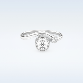 Bezel & Bypass Style Wedding Band with 0.79 CT Round Cut Moissanite