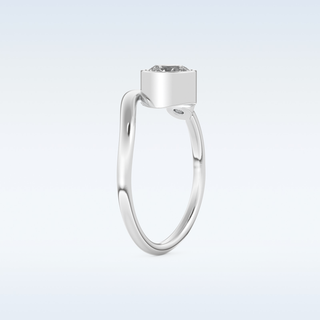 Bezel & Bypass Style Wedding Band with 0.79 CT Round Cut Moissanite