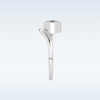 Bezel & Bypass Style Wedding Band with 0.79 CT Round Cut Moissanite