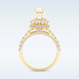 0.81 CT Double Halo & Pave Engagement Ring Featuring Round Moissanite