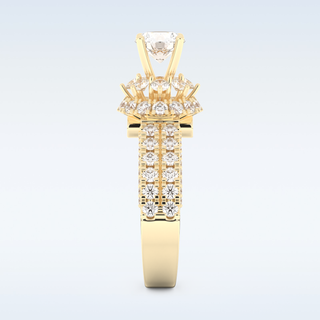 0.81 CT Double Halo & Pave Engagement Ring Featuring Round Moissanite