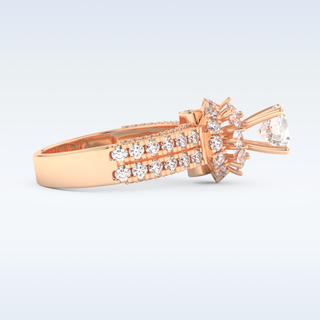 0.81 CT Double Halo & Pave Engagement Ring Featuring Round Moissanite