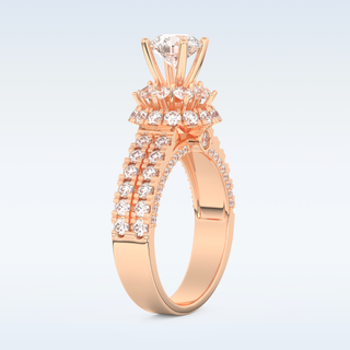 0.81 CT Double Halo & Pave Engagement Ring Featuring Round Moissanite