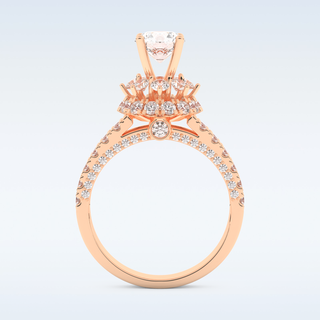 0.81 CT Double Halo & Pave Engagement Ring Featuring Round Moissanite