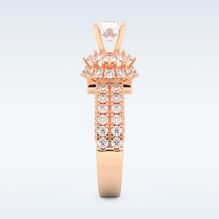 0.81 CT Double Halo & Pave Engagement Ring Featuring Round Moissanite