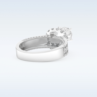 0.81 CT Double Halo & Pave Engagement Ring Featuring Round Moissanite